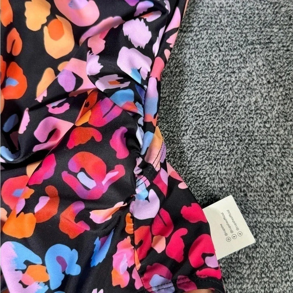 Multicolored Leopard Print  O-Ring One Piece Swimsuit - Picture 8 of 8